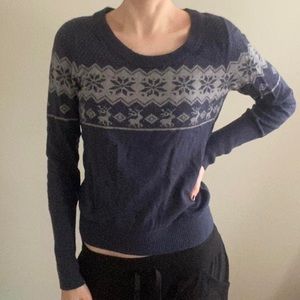 Twik Blue Knit Crop Holiday Sweater